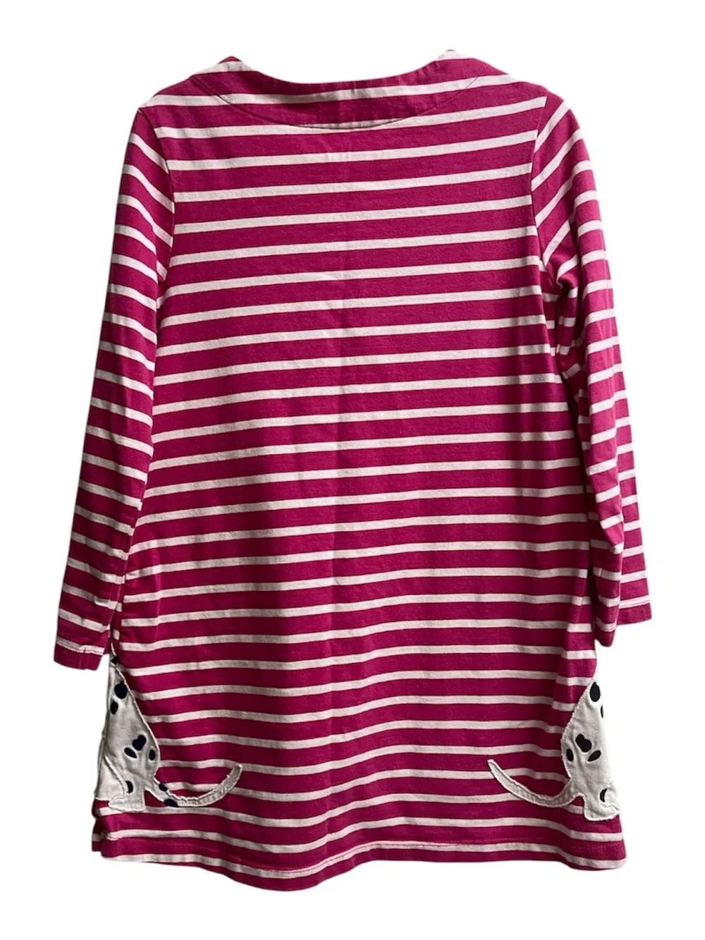 Mini Boden Long Sleeve Pink Striped Dalmatian Dog Dress SZ 5-6Y Winter